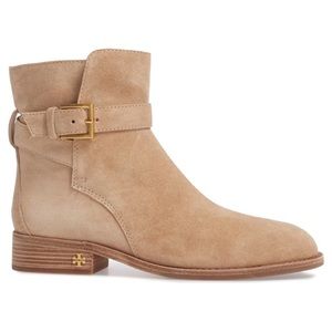 Tory Burch Suede Brooke Ankle Bootie Perfect Sand